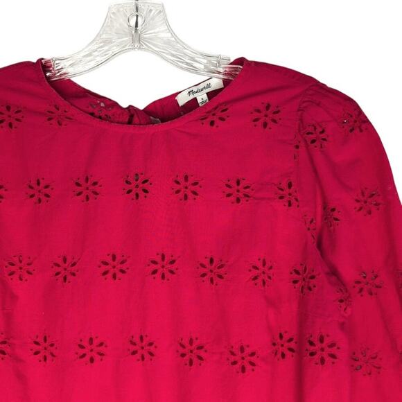 Madewell Red Eyelet Keyhole Peplum Top Women's S - Picture 7 of 7